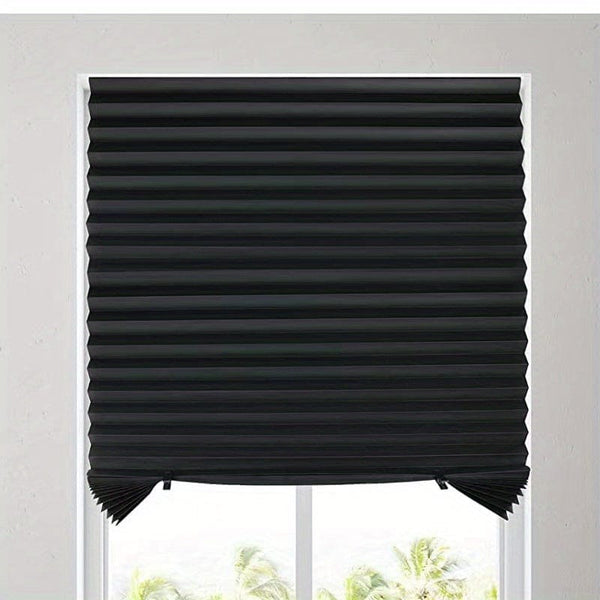 Planet Gates Black / W89.99cm*H179.98cm 1pc Easy Up and Down Blackout Pleated Curtains for Home Decor - Temporary Curtains with No Tools Needed - Perfect for Car, Bedroom, and Living Room - Blocks Out Light and Provides Privacy