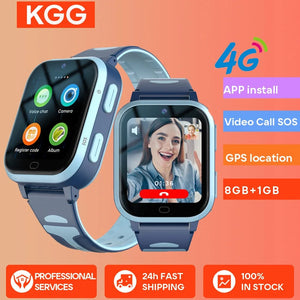 Planet Gates black watch KGG 4G Kids Smart Watch ROM 8GB Video Call Phone Watch Call Back Monitor Alarm Clock Phone Android Watch Children Smartwatch.
