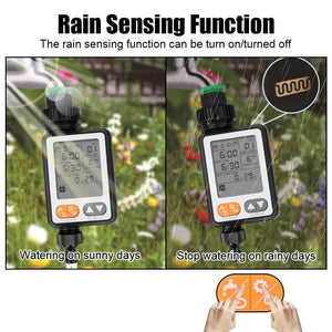 Planet Gates Black Waterproof Irrigation Controller Battery Operated Multiple Program Garden Watering Timer Rain Sensor Large Screen Automatic