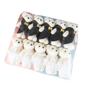 Planet Gates Black White 10Pcs/Lot Bear Stuffed Plush Toy Mini Bear  Toy Keychain Bag Pendant Wedding Decoration Kids Birthday Party Gifts
