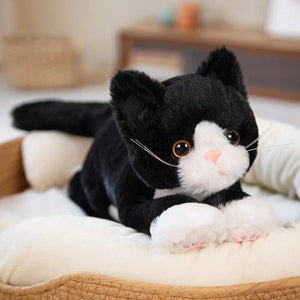 Planet Gates black white / 53cm 53CM Cute Simulated Cat Doll Plush Toy Stuffed Soft Animal Plush white Gray Kitten Pillow Birthday Gift Pet Toys Decor