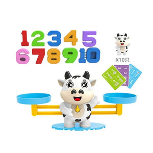 Planet Gates Black-White cow Monkey Balance Math Game Montessori Educational Toys for Kids Preschool Baby Development Toys Number Teaching Children Math Toys