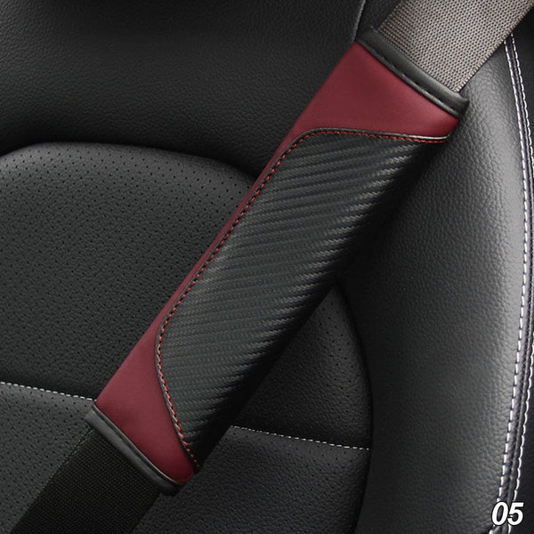 Planet Gates Black   Wine Red Car Seat Belt Cover Carbon Fiber Faux Leather Seat Belt Pad Holder Universal Auto Seat Belt Covers Shoulder Protection Car Interior Accessories