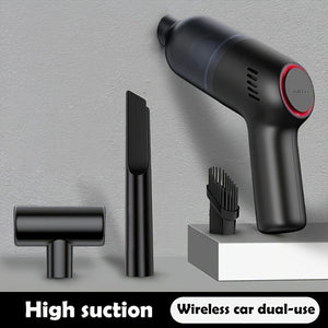 Planet Gates Black Wireless Car Vacuum Cleaner Handheld Electric Cleaning Tool Strong Suction For Home & Car Use Mini Portable Car Vacuum Cleaner Pet Hair Cleaner