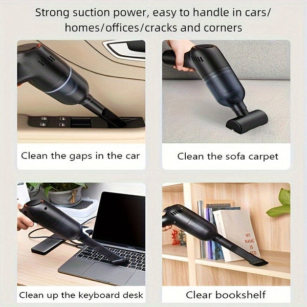 Planet Gates Black Wireless Car Vacuum Cleaner Handheld Electric Cleaning Tool Strong Suction For Home & Car Use Mini Portable Car Vacuum Cleaner Pet Hair Cleaner