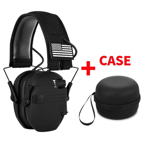 Planet Gates Black with case Shooting Hearing Protection Electronic Tactical Headset Noise Cancelling Active Hunting Earmuffs NRR23dB With Bag