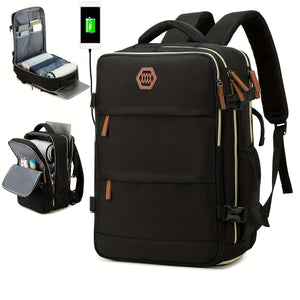 Planet Gates Black With Coffee Men's Travel Backpack, Waterproof Computer Backpack, With Shoe Compartment, Computer Carry-on Backpack
