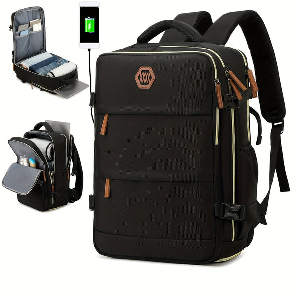 Planet Gates Black With Coffee Men's Travel Backpack, Waterproof Computer Backpack, With Shoe Compartment, Computer Carry-on Backpack