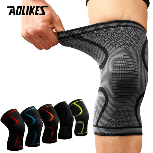 Planet Gates Black with Grey / S AOLIKES 1PCS Fitness Running Cycling Knee Support Braces Elastic Nylon Sport Compression Knee Pad Sleeve For Basketball