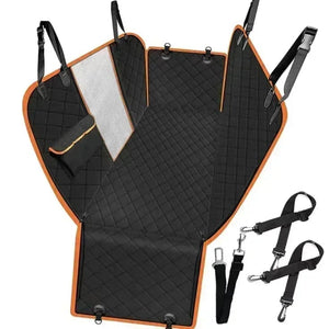 Planet Gates Black With Orange / 54 W x 58 L Inch / CHINA DC PET Dog Car Seat Cover Waterproof Pet Travel Dog Carrier Hammock Car Rear Back Seat Protector Mat Safety Carrier For Dogs