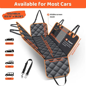 Planet Gates Black With Orange / 54 W x 58 L Inch / CHINA DC PET Dog Car Seat Cover Waterproof Pet Travel Dog Carrier Hammock Car Rear Back Seat Protector Mat Safety Carrier For Dogs