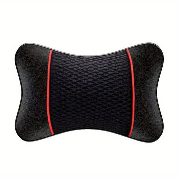 Planet Gates black with red edge Universal Car Headrest PU Leather Mesh Breathable Neck Pillow, Soft Comfortable Seat Rest Cushion, Auto Accessories Decorations