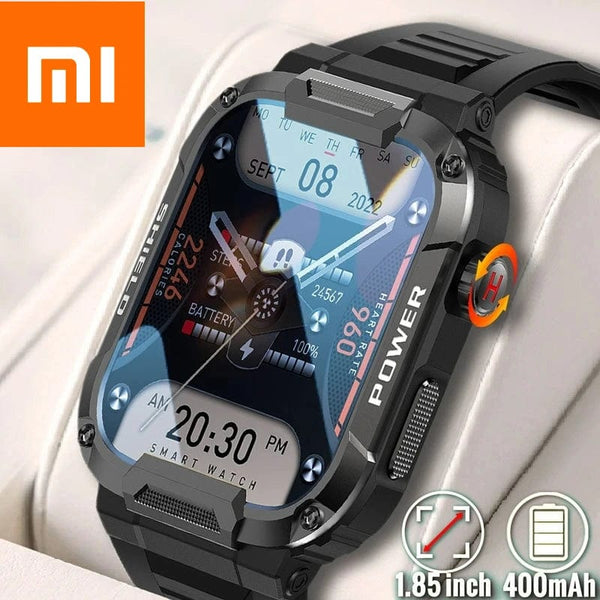 Planet Gates black Xiaomi Rugged Military Smart Watch Men For Android IOS Ftiness Watches Ip68 Waterproof 1.85'' AI Voice Bluetooth Call Smartwatch