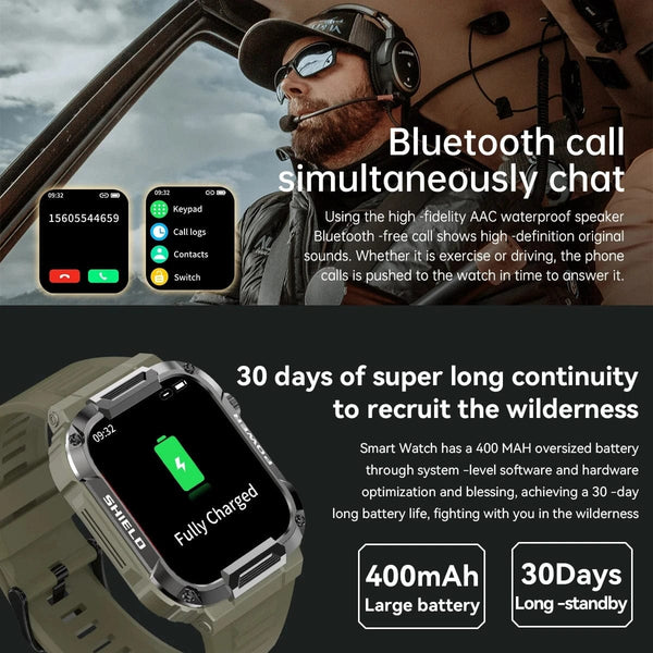 Planet Gates black Xiaomi Rugged Military Smart Watch Men For Android IOS Ftiness Watches Ip68 Waterproof 1.85'' AI Voice Bluetooth Call Smartwatch