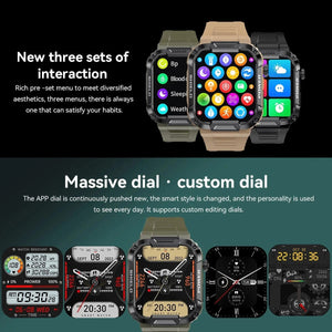 Planet Gates black Xiaomi Rugged Military Smart Watch Men For Android IOS Ftiness Watches Ip68 Waterproof 1.85'' AI Voice Bluetooth Call Smartwatch
