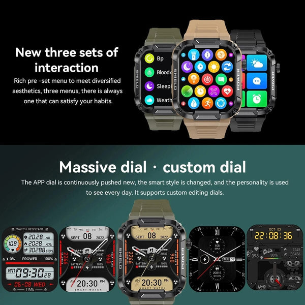 Planet Gates black Xiaomi Rugged Military Smart Watch Men For Android IOS Ftiness Watches Ip68 Waterproof 1.85'' AI Voice Bluetooth Call Smartwatch