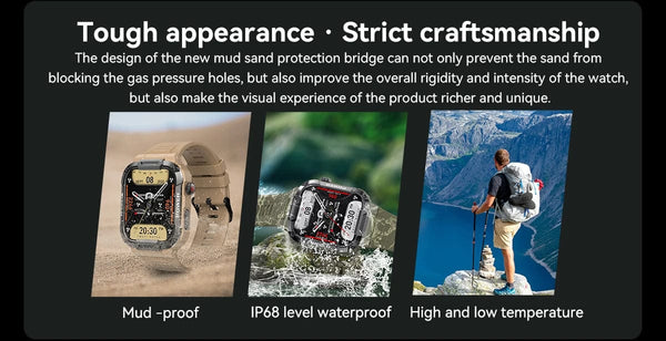 Planet Gates black Xiaomi Rugged Military Smart Watch Men For Android IOS Ftiness Watches Ip68 Waterproof 1.85'' AI Voice Bluetooth Call Smartwatch