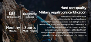 Planet Gates black Xiaomi Rugged Military Smart Watch Men For Android IOS Ftiness Watches Ip68 Waterproof 1.85'' AI Voice Bluetooth Call Smartwatch