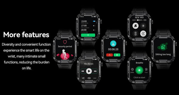 Planet Gates black Xiaomi Rugged Military Smart Watch Men For Android IOS Ftiness Watches Ip68 Waterproof 1.85'' AI Voice Bluetooth Call Smartwatch