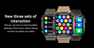 Planet Gates black Xiaomi Rugged Military Smart Watch Men For Android IOS Ftiness Watches Ip68 Waterproof 1.85'' AI Voice Bluetooth Call Smartwatch