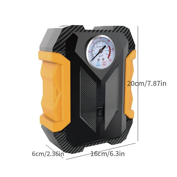 Planet Gates Black + Yellow Carsun Air Compressor For Car Auto Pump Portable Tire Inflator