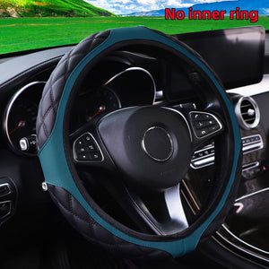 Planet Gates Blackish Green 1pc Wear-resistant Comfortable PU Leather Three-dimensional Embroidery No Inner Ring Steering Wheel Cover For 36.83-38.1cm Steering Wheel For Women