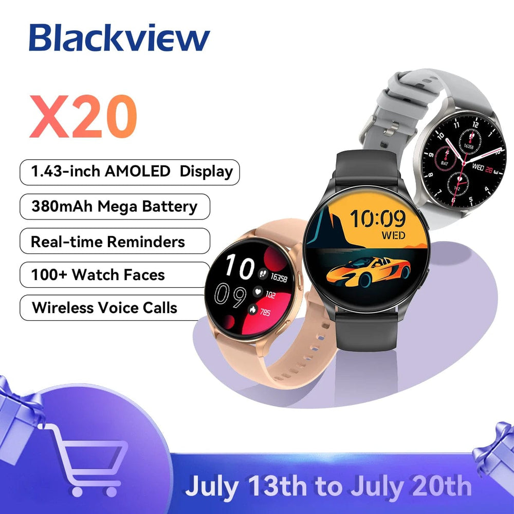 Planet Gates Blackview 2024 New Smartwatch X20 Watch AMOLED Display Hi-Fi Bluetooth Phone Calls Health and Fitness Tracking