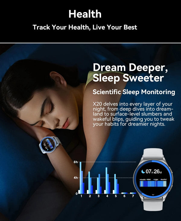 Planet Gates Blackview 2024 New Smartwatch X20 Watch AMOLED Display Hi-Fi Bluetooth Phone Calls Health and Fitness Tracking