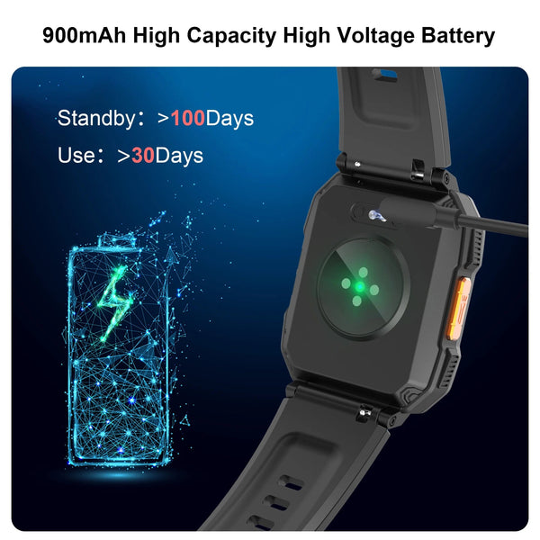 Planet Gates Blackview W60 2024 New Smartwatch 2.01'' HD Display TFT Rugged Smart Watch for Outdoor With Emergency Lighting Bluetooth Calling