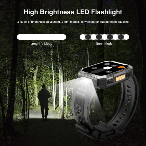 Planet Gates Blackview W60 2024 New Smartwatch 2.01'' HD Display TFT Rugged Smart Watch for Outdoor With Emergency Lighting Bluetooth Calling