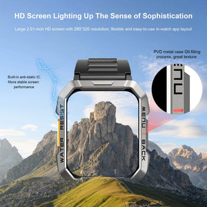 Planet Gates Blackview W60 2024 New Smartwatch 2.01'' HD Display TFT Rugged Smart Watch for Outdoor With Emergency Lighting Bluetooth Calling