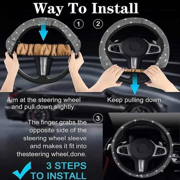 Planet Gates Bling Bling Diamond Rhinestones Car Steering Wheel Cover 37/38cm Auto Interior Accessories Women Case Car Styling Four Seasons