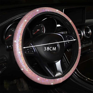 Planet Gates Bling Bling Diamond Rhinestones Car Steering Wheel Cover 37/38cm Auto Interior Accessories Women Case Car Styling Four Seasons