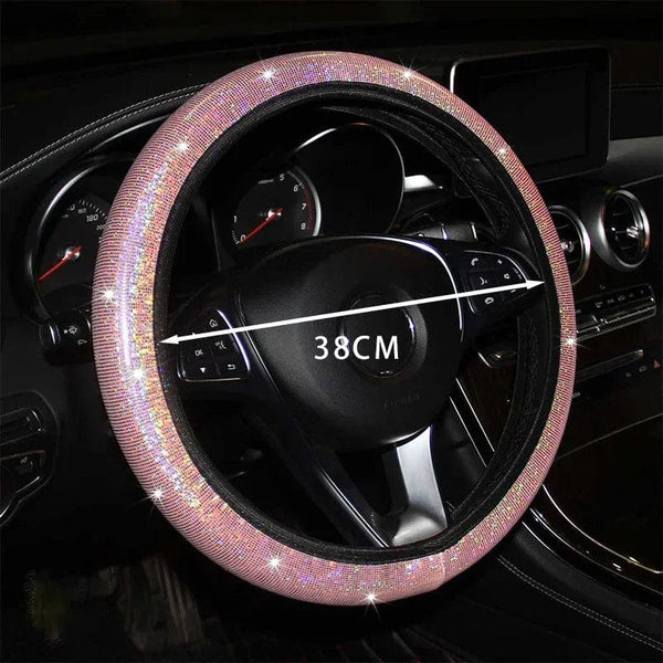 Planet Gates Bling Bling Diamond Rhinestones Car Steering Wheel Cover 37/38cm Auto Interior Accessories Women Case Car Styling Four Seasons