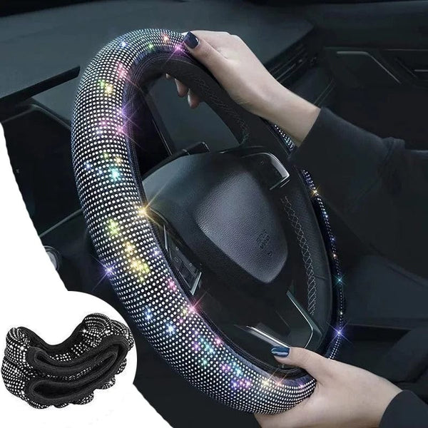 Planet Gates Bling Bling Diamond Rhinestones Car Steering Wheel Cover 37/38cm Auto Interior Accessories Women Case Car Styling Four Seasons