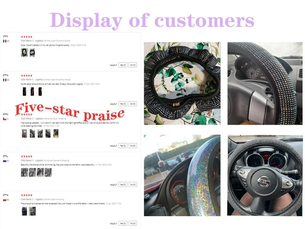 Planet Gates Bling Bling Diamond Rhinestones Car Steering Wheel Cover 37/38cm Auto Interior Accessories Women Case Car Styling Four Seasons