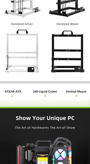 Planet Gates BlockCase Silver METALFISH BlockCase Aluminum Open Frame Case Support ATX/M-ATX Mainboard GPU Mount Horizontally 240 Liquid Cooler Gaming Cabinet