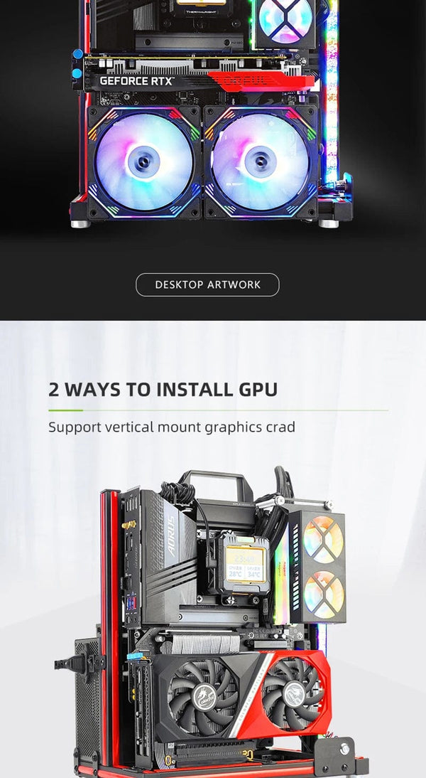 Planet Gates BlockCase Silver METALFISH BlockCase Aluminum Open Frame Case Support ATX/M-ATX Mainboard GPU Mount Horizontally 240 Liquid Cooler Gaming Cabinet