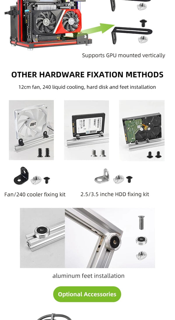 Planet Gates BlockCase Silver METALFISH BlockCase Aluminum Open Frame Case Support ATX/M-ATX Mainboard GPU Mount Horizontally 240 Liquid Cooler Gaming Cabinet