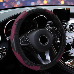 Planet Gates Blood Red Automobile Steering Wheel Cover, Elastic Carbon Fiber PU Leather Without Inner Ring, Various Colors Available