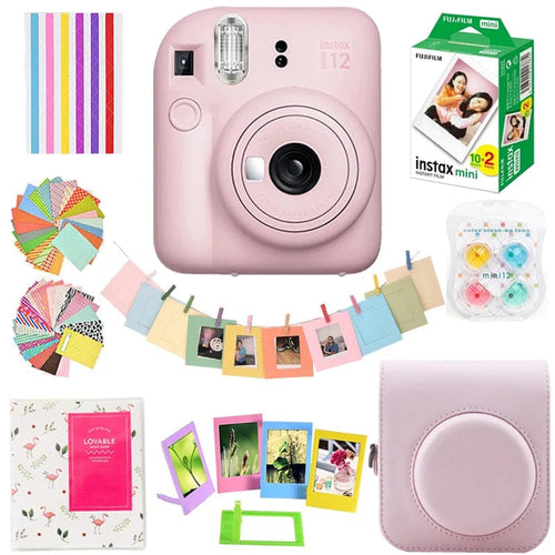 Planet Gates Blossom Pink / CHINA Fujifilm Instax Mini 12 Camera Pink /Blue /Mint /White /Purple Color + 20 Sheets Instax Mini Film+ Album +Case Bag+ 10 in 1 Kits