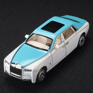 Planet Gates Blue 1:24 RR Phantom Model Zinc Alloy Pull Back Diecast Toy Cars with Sound and Light for Kids Boy Girl Gift