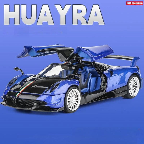 Planet Gates Blue 1/32 Pagani Huayra Roadster Zonda Dinastia Miniature Toy Car JKM Diecast Super Sport Model Sound & Light Collection Pull Back