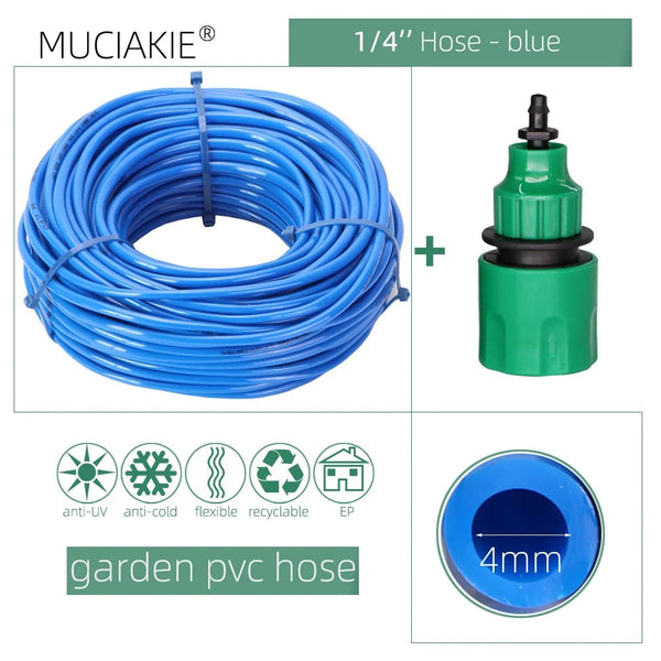 Planet Gates Blue / 1/4'' / 50m (164.04ft) 10/20/25/40 Meter 4/7mm Garden Water Hose with Quick Connector Micro Drip Misting Irrigation Tubing Pipe PVC Hose 1/4'' New Hose