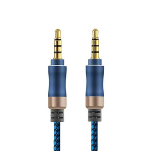 Planet Gates Blue 1.5M Jack 3 5 Audio Cable 3.5mm 4 Pole Male Speaker Wire With Braided for Samsung Headphone Xiaomi Car HiFi Consumer Electronics
