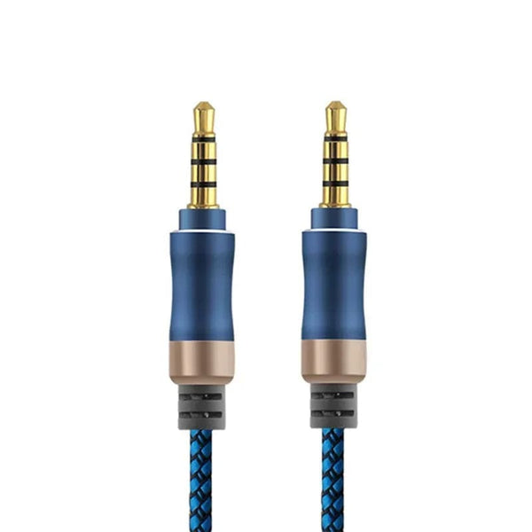 Planet Gates Blue 1.5M Jack 3 5 Audio Cable 3.5mm 4 Pole Male Speaker Wire With Braided for Samsung Headphone Xiaomi Car HiFi Consumer Electronics