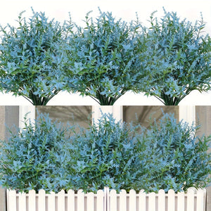 Planet Gates Blue 10 Bundles Artificial Lavender Flowers Outdoor UV Resistant Fake Flowers No Fade Faux Plastic Plants Garden Porch Window Box Decorating Indoor Outside Hanging Planter Home Kitchen Office Wedding Garden Decor