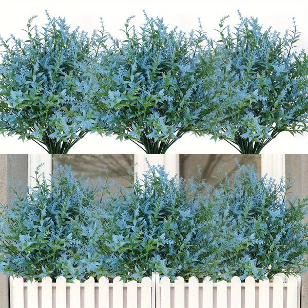 Planet Gates Blue 10 Bundles Artificial Lavender Flowers Outdoor UV Resistant Fake Flowers No Fade Faux Plastic Plants Garden Porch Window Box Decorating Indoor Outside Hanging Planter Home Kitchen Office Wedding Garden Decor