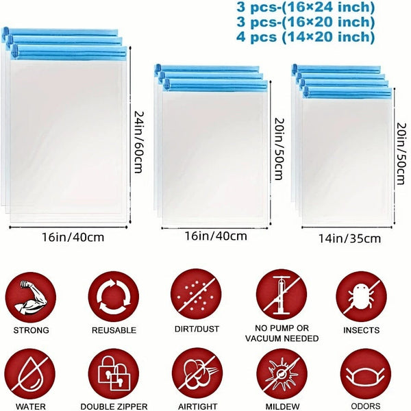 Planet Gates Blue / 10 Packs 10pcs Compression Bags For Travel, Travel Accessories, Space Saver Bags, No Vacuum Or Pump Needed, Vacuum Storage Bags For Travel Essentials, Travel And Home Packing Organizers (Blue), travel accessories