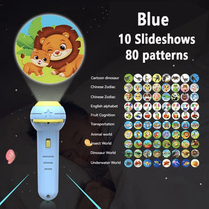 Planet Gates Blue 10 Slideshow Flashlight Projector Torch Lamp Toy Early Education Cognition Before Bedtime Story Book Puzzle Toys Sleeping Story Book